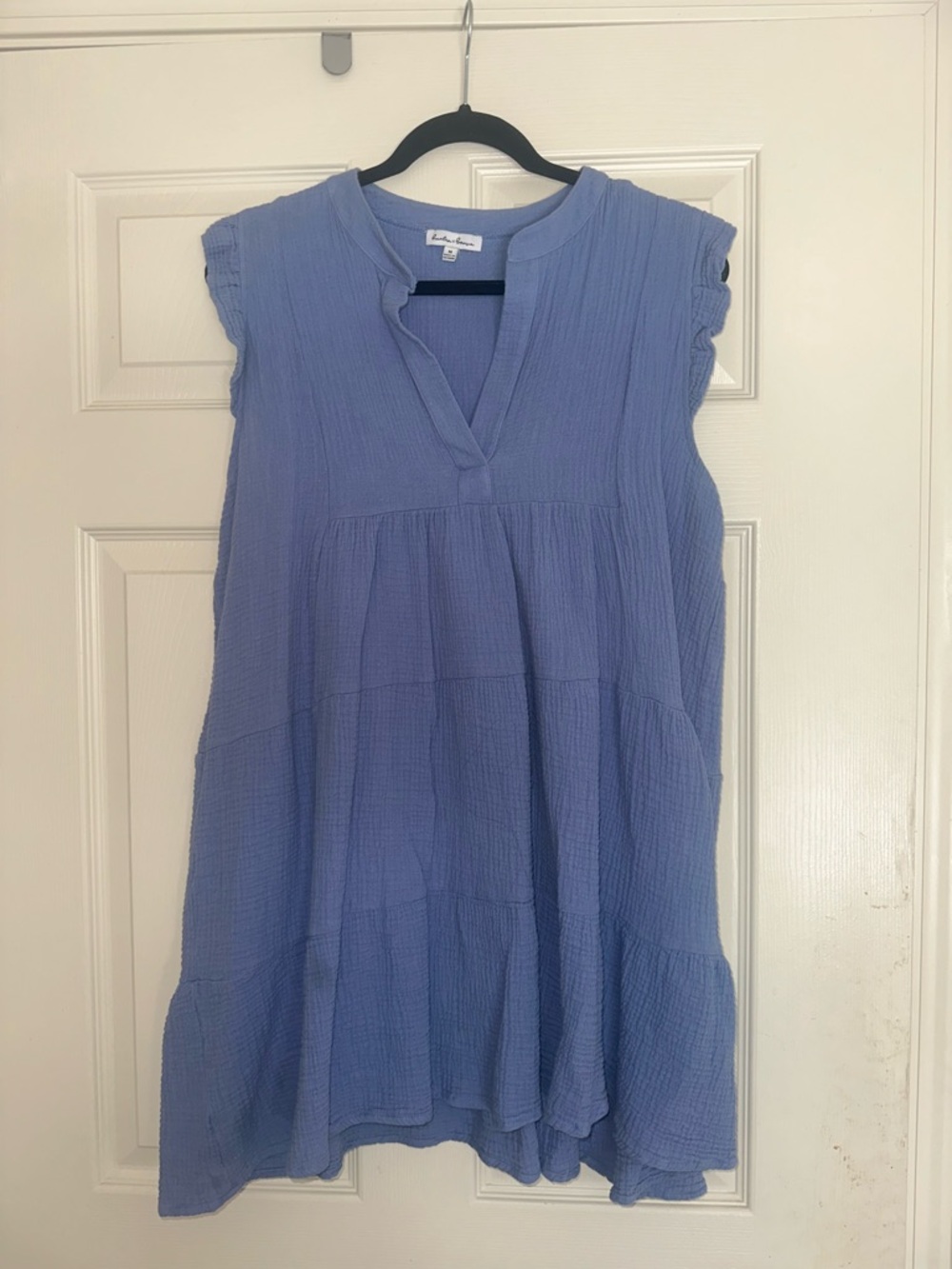 Lavender Crinkle V-Neck Baby Doll Dress